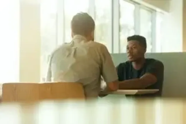 A veteran candidate asking questions during a job interview